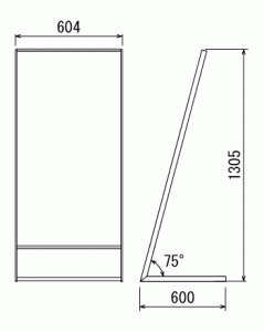 傾斜型片面-スリムスタンダード：604×1305×600図面